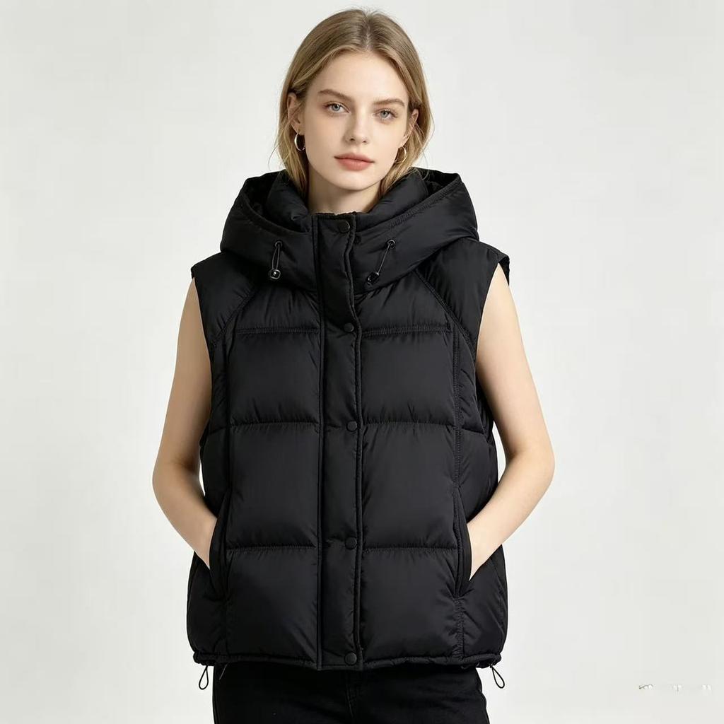 Puff Hooded Down Cotton Clothing Vest Women's Winter New Large Size Women's Loose Vest Jacket
