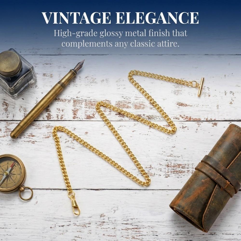 65cm Length Pocket Watch Chain Silver Plated T-Bar Chain Vintage Watch Chain Vest Suit