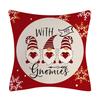 Red Series Snowflake Reindeer Pattern Throw Pillow Cover with Short Plush Print for Living Room Sofa Decoration Cushion Cover