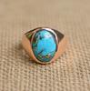 Blue Copper Turquoise Signet Ring, 925 Solid Sterling Silver, Pure Copper Ring, Everyday Wear Jewelry for Women