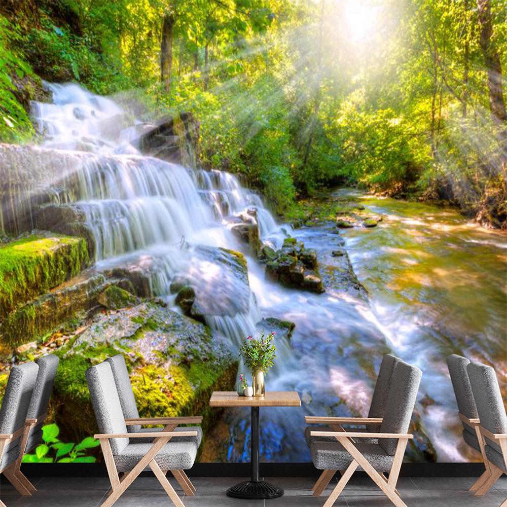 Wallpaper Of Forest 3d Mural Waterfall Mountain Scenery Wallpaper For Bedrooms And Living Room Home Decor