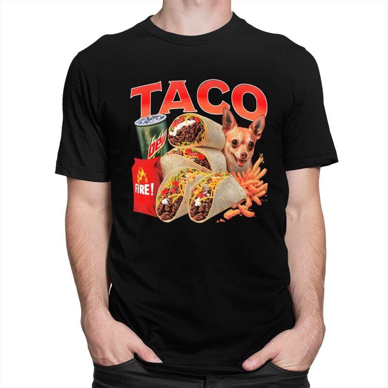 Mens Taco Bell Meme Dog T Shirt Round Neck Pure Cotton Short Sleeve Tee Shirt Casual Loose Oversized Summer Tyle Clothing