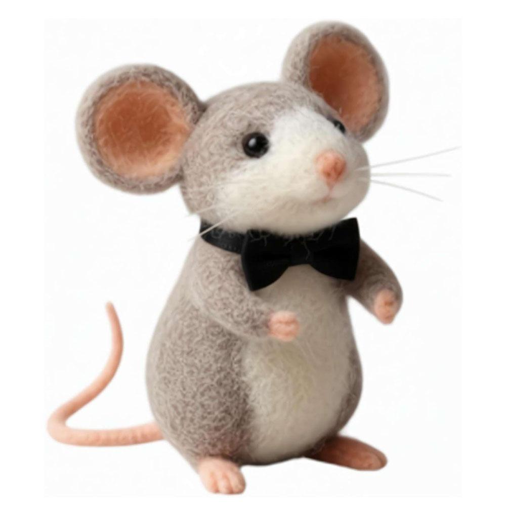 Craft Needle Felting Supply Needle Felted Mouse Handmade Figurine Gifts Mouse Collectible Cute Mouse Mouse Animal Figurine