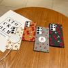 Cute Cherry Pattern TPU Leather Texture Slim Magnetic Case For Samsung S25 Ultra S24 FE S23 S22 S21 Wireless Charge Matte Shockproof Soft Phone Cover