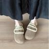 A Lazy Person Wears Thick-soled Women's Shoes with A Half-slipper Toe and Fleece Slippers on Top