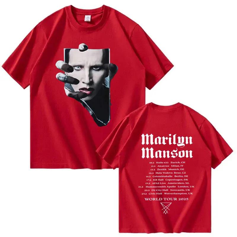 

Футболка Marilyn Manson 2026 Tour для чоловіків і жінок, екстра-великого розміру, високоякісна літня футболка з принтом, чиста бавовна XL чорний