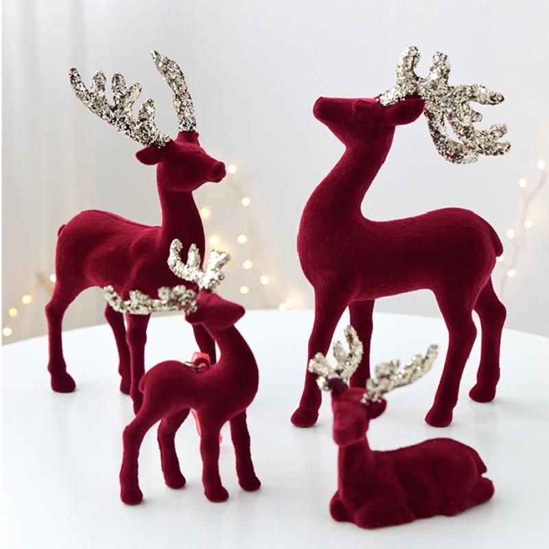 Tree Red Christmas Reindeer Decor Sparkling Figurines Holiday Hanging Ornament