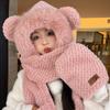 Hat female autumn and winter warm knitted wool snow hat cycling mother fashion ear protection headgear scarf integrated hat