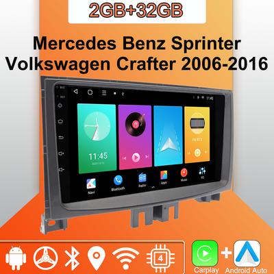Autoradio Android Carplay pour Mercedes Benz Sprinter Volkswagen 2006-2016, lecteur multimédia, unité principale, stéréo, navigation GPS, BT, WIFI, 2+32 Go