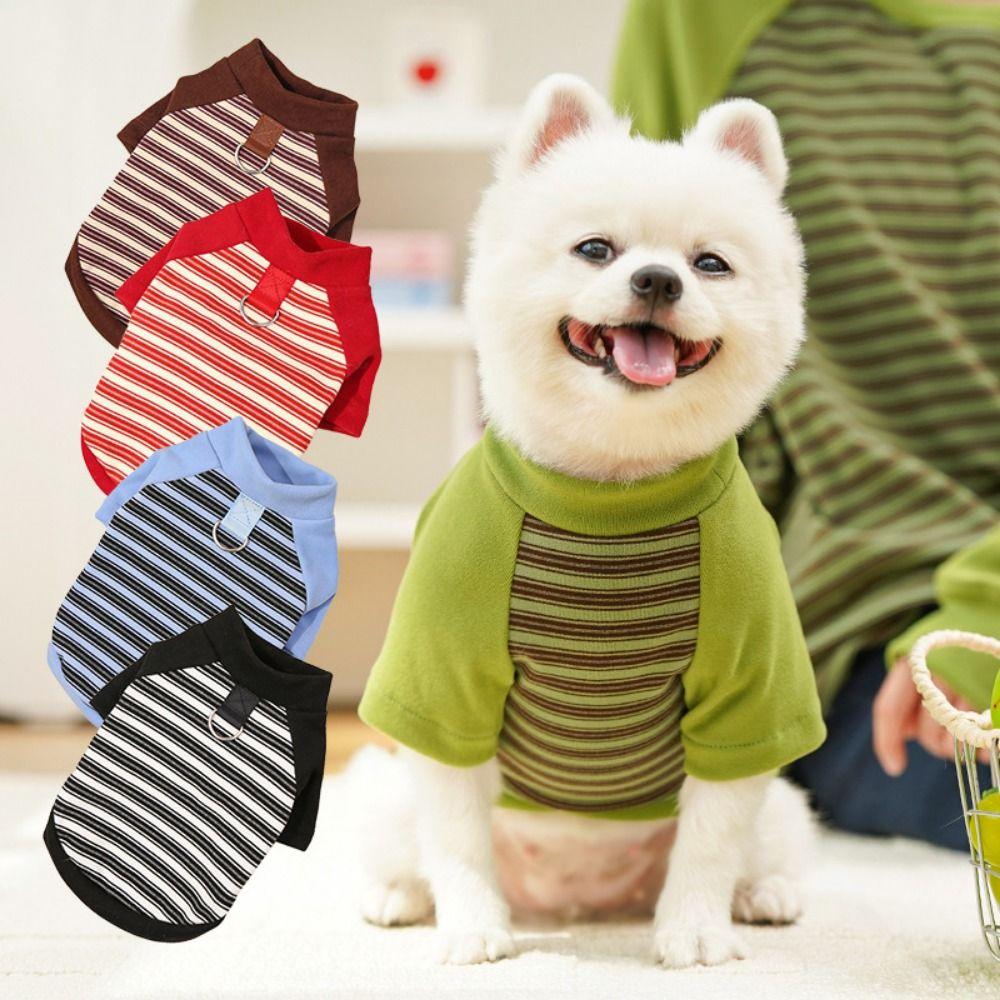 Comfortable Striped Pet Clothes Colorful Dog Base Coat Fashion Dog Pullover  Going Out