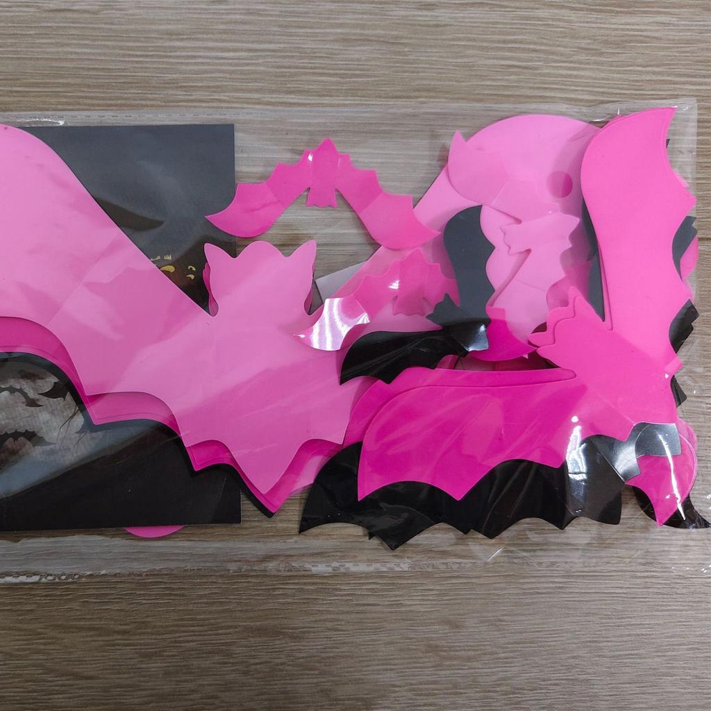 Pinks Bats For Wall Halloween 3D Bats Blush And Black DIY Wall Decal Bathroom Indoor Cute Pastels Halloween, PVC Door Bats Stickers For Home (48pcs)