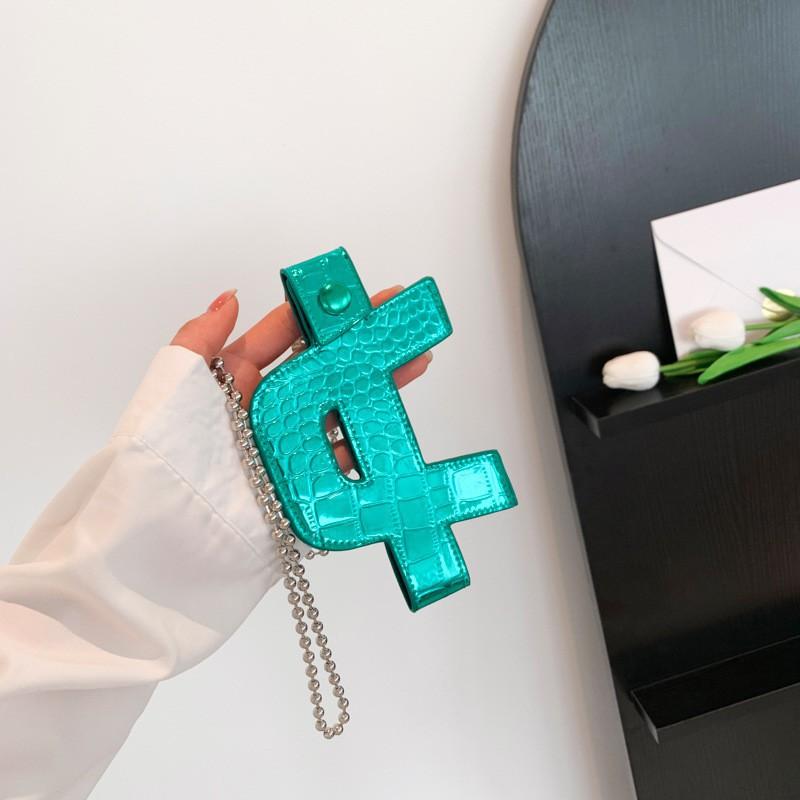 

Ins Internet Celebrity Super Popular Geometric Hollow Mobile Phone Bag 23 Street Trendy Cool Single Shoulder Slung Chain Small Women зелений