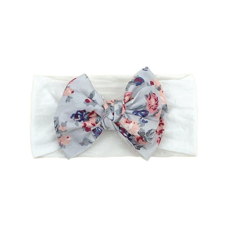 baby new children's hair accessories cute baby floral seamless wide headscarf nylon bow baby headband