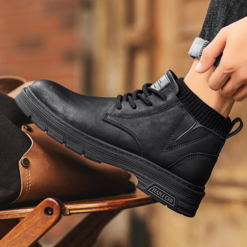 Fashion Vintage Brown Ankle Boots High Quality Casual Handmade Leather Booties Lace-up Hot Selling Luxury Brand Walking Male Shoes