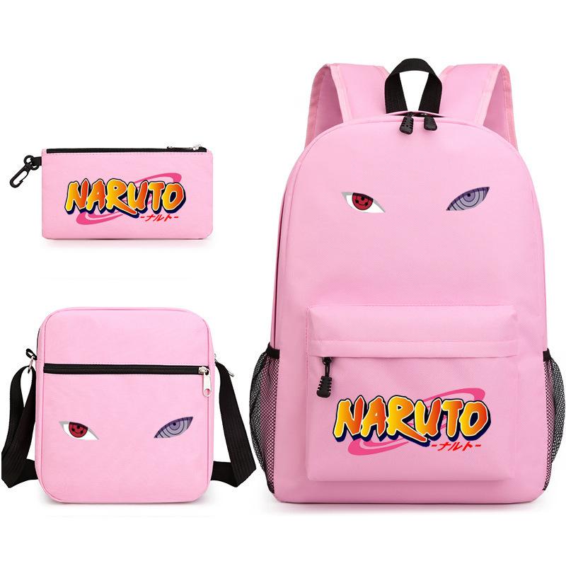 Naruto Starry Sky School Bag Three-Piece Shoulder Bag Pencil Case Anime Cartoon Backpack Male