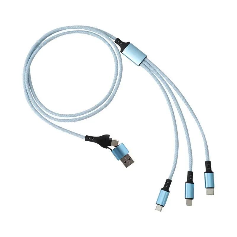 3 in 2 Fast Charging Cable Multi Usb Port Cord Type C Micro Charger Mobile Phone Wire For iPhone 14 13 12 Huawei Samsung Xiaomi