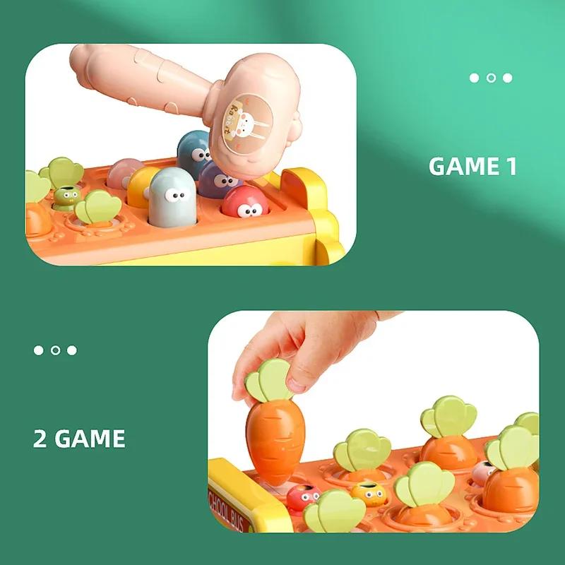 Bus Knocking Hammer Game Baby Montessori Kids Toys Fishing Maze Puzzle Music Multifunctional Bus Storage Box Educational Toys