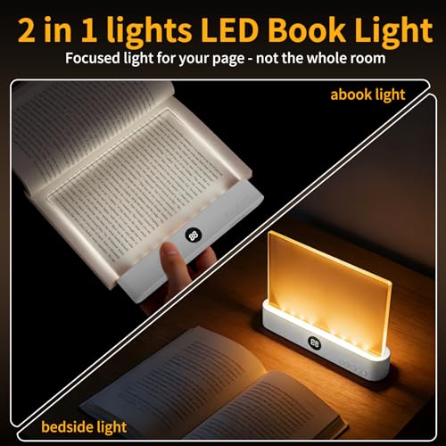 Book Light: 3 Colors Rechargeable Clip-On Reading Lamp - Anti-Glare Bed Light with Timer - LED Night Light for Bedside Study