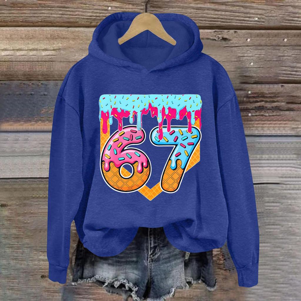 Damen Modisches Lässiges Langärmliges Bedrucktes Kapuzensweatshirt