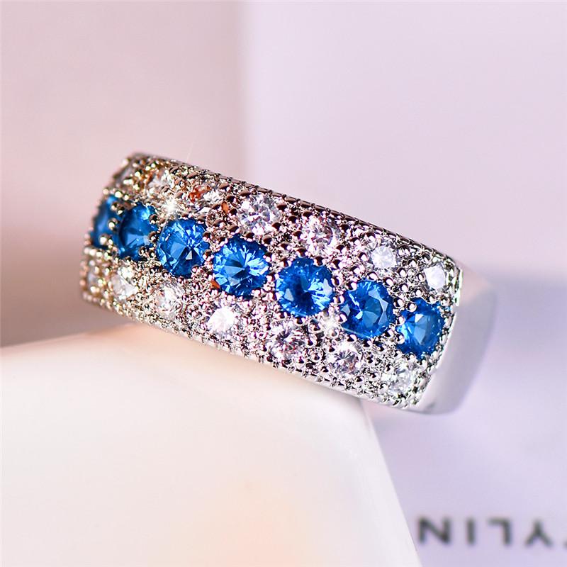 Crystal Female Small Round Zircon Stone Ring CopperColor Wedding Engagement Jewelry For Women