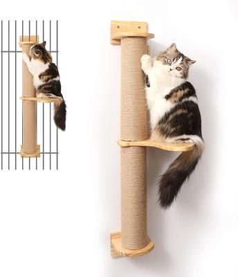 FUKUMARU Cat Activity Tree Scratch with Post Wall Mount Jute Scratcher Pine Hammock