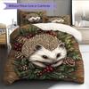 Animal with Pinecones Pattern Bedding Quilt Set Home Decoration Gift (1 * Duvet Cover + 2 * Pillowcase, Without Core)