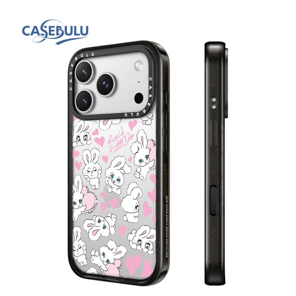 Love Heart Bunny Transparent Acrylic Case for iPhone 17 Pro Max / 16 Pro
