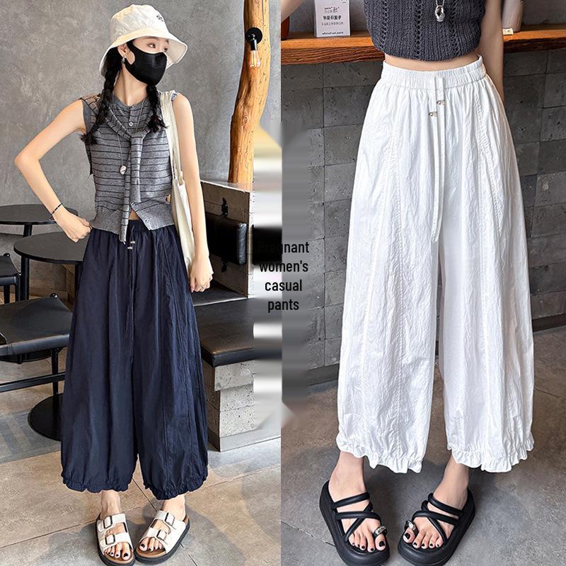 

Spring/Summer Quick-Dry Ruffled Lantern Cropped Pants 2026 L темно-синий