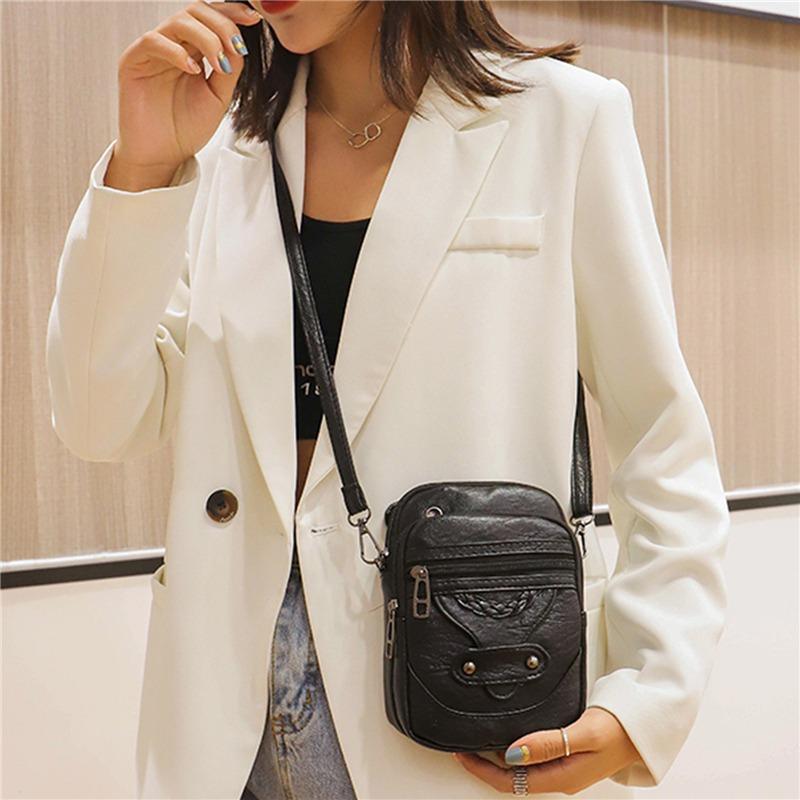 Fashion Vintage Messenger Bag for Women Small PU Leather Shoulder Crossbody Purse Handbag