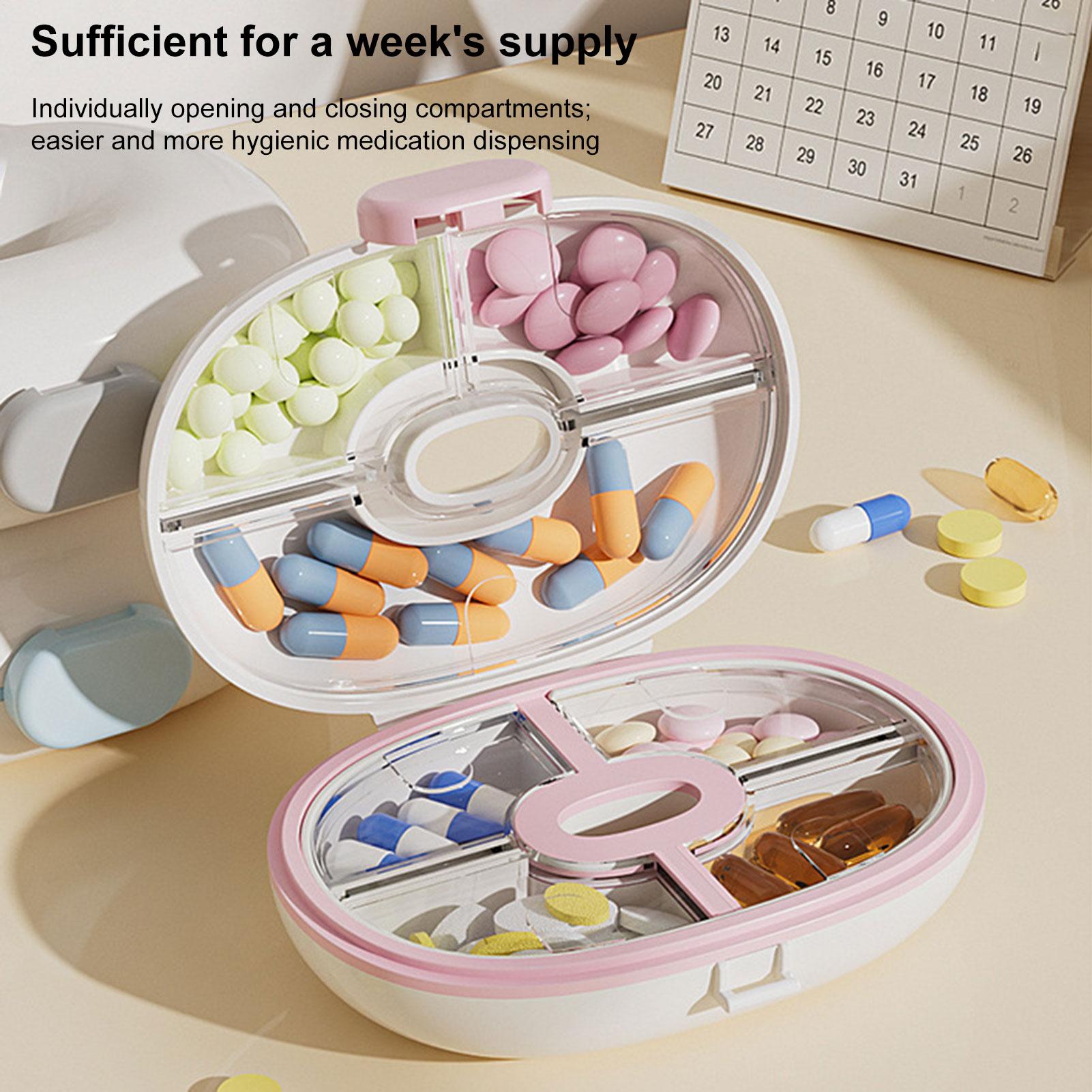 

Mini Portable 7 Grids Pill Box Travel Medicine Organizer Container Wheat Sealed Tablets Storage Dispenser Box for Medicines China Mainland