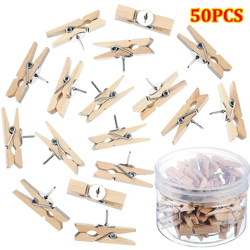 Xiaomi 50Pcs/20PCS Wooden Clips Push Pins Tacks Decorative Photo Clips Supplies Office School Stationery Binder