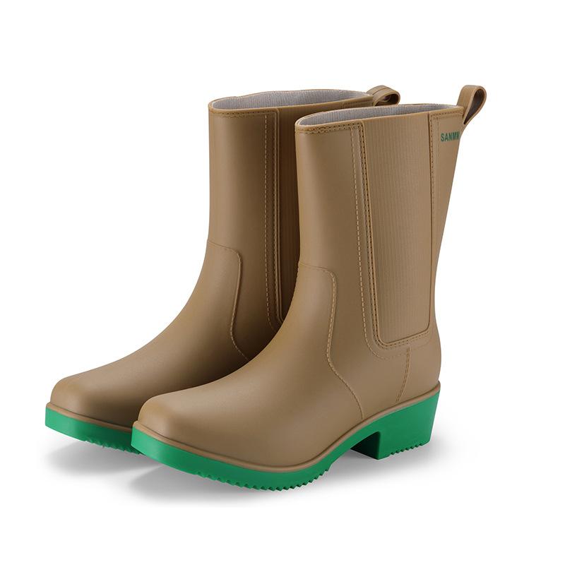 Mid-Tube Women's Rain Boots Outdoor Casual Waterproof Non-slip Outer Wear Water Shoes Work Shoes Thick And Warm For Four Seasons