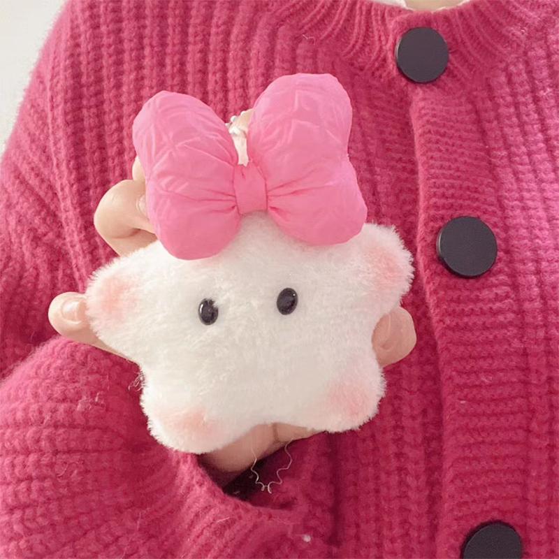 

Kawaii Bowknot Star Keychain Подвеска Милая мультяшная плюшевая кукла Брелок для ключей Рюкзак Украшения Аксессуары Пара Подарки на день рождения