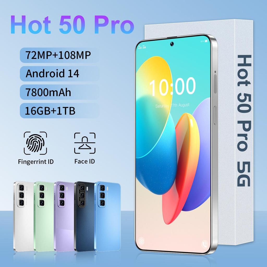 Foreign Trade Mobile Phone Hot 50 Pro, 16+1TB, Android, 7.3-Inch Large Screen, Cross-Border Hot Selling.