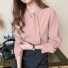 Fashion Long Sleeve Pink Blouse Shirt Women Tops Blouses J159