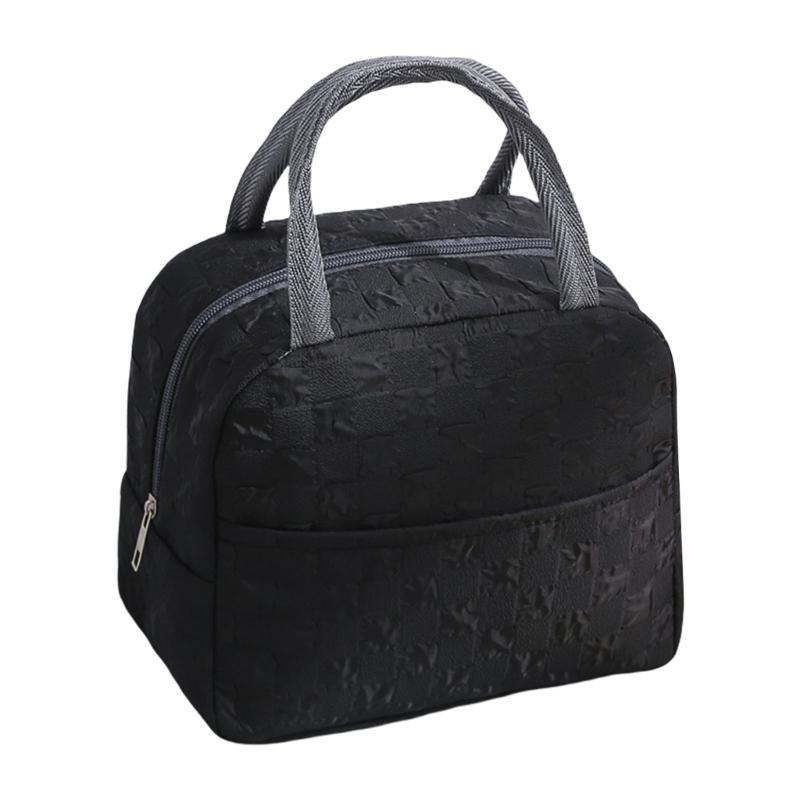 

Waterproof Thermal Lunch Bag Bubble Grid Design Oxford Materials Spacious Meal Preps Bag For Outdoor Commuting чёрный