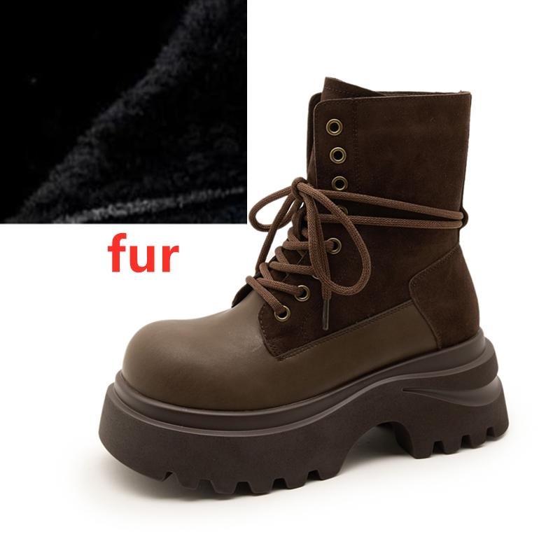 Fashion Women's Ankle Boots  2025 New Thick-soled Casual Boots Women Boots Large-Size Round-Toe Motorcycle Boots female