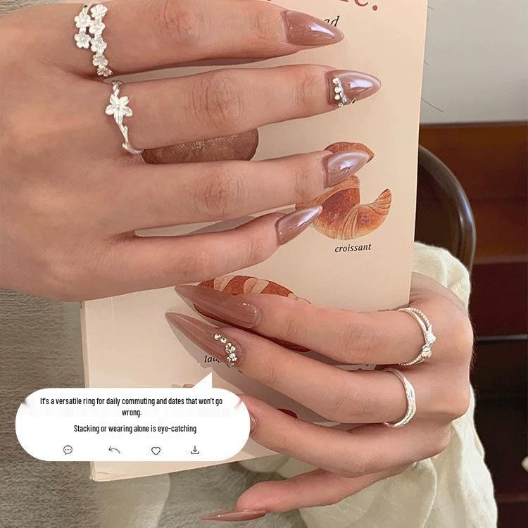 Exquisiter Damen Schmetterling & Blume Offener Ring - Mori Stil, Verstellbare Trendige Zeigefinger Dekoration