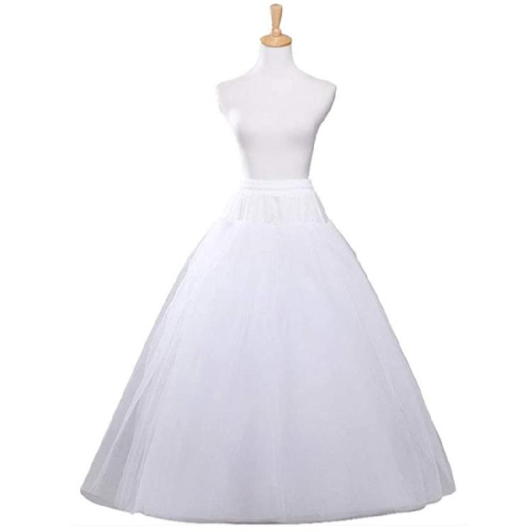 Vloerlengte Petticoats Bruidsslips 4 Lagen Witte Bruidsjurk Crinoline