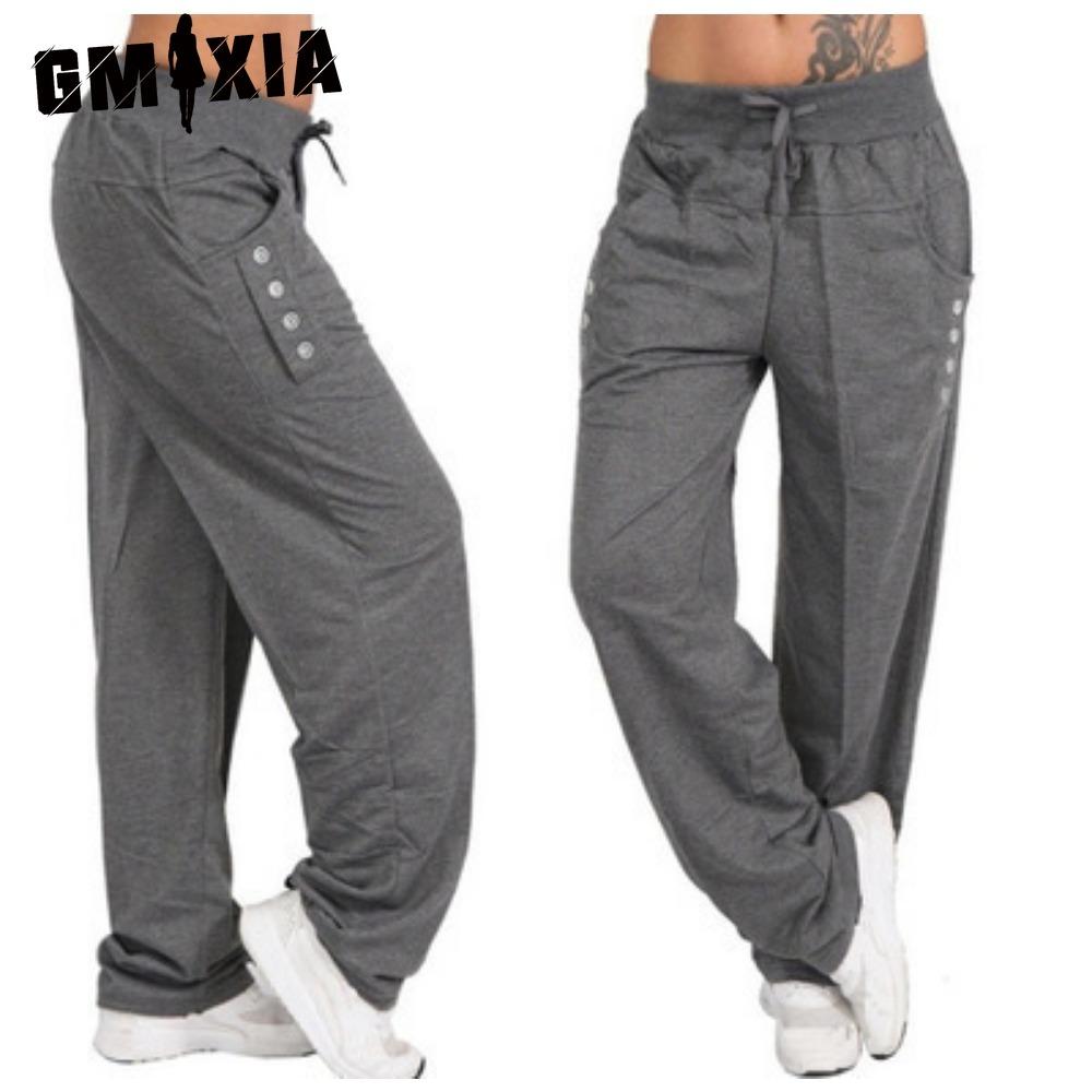 

GMXIA Женские модные повседневные брюки и капри с однотонным принтом L серый