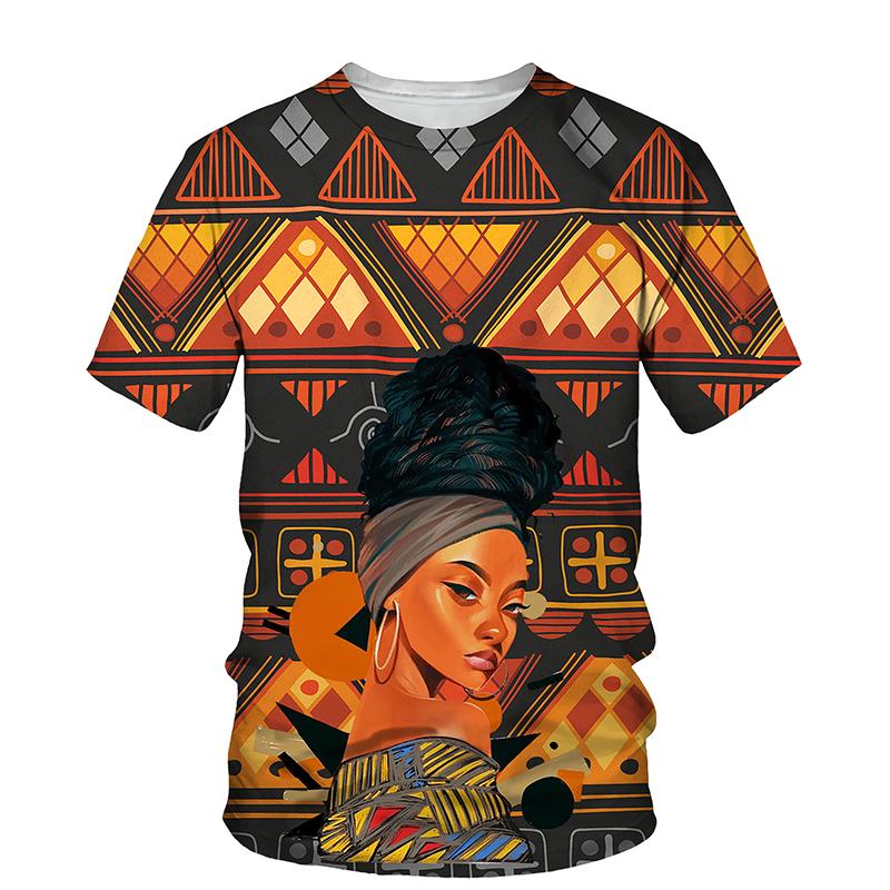 

Summer Round Neck 3D Rich Ethnic Characteristic Patterns Print Top Fashionable Casual Short Sleeved Women s T-shirts 6XL