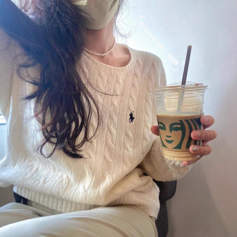 Suéter Pulôver de Gola Redonda EastRogue para Casais no Outono e Inverno, Suéter de Lã Tricotado em Cabo com Cavalo Pequeno, Moderno e Versátil.