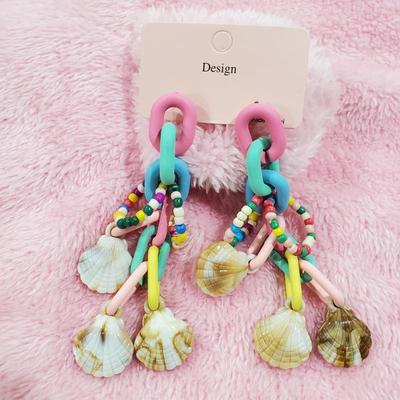 Women's New Collection of Fashionable Beads & Shells Acrylic Earrings with Elegant Design
