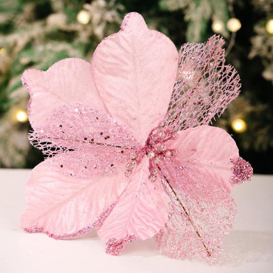 Christmas Poinsettia Artificial Flowers Xmas Tree Wreath Ornaments DIY Decoration New Year Wedding Party Holiday Decor