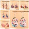 Floral Rainbow Color Fox Hummingbird Birds Acrylic Earrings Fashion Long Drop Dangle Jewelry for Women Charm Gifts