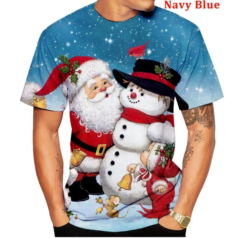 3D Printed Men's T-shirt Short Sleeve Christmas Casual Santa Claus Cartoon O-Neck Short Sleeve Tee