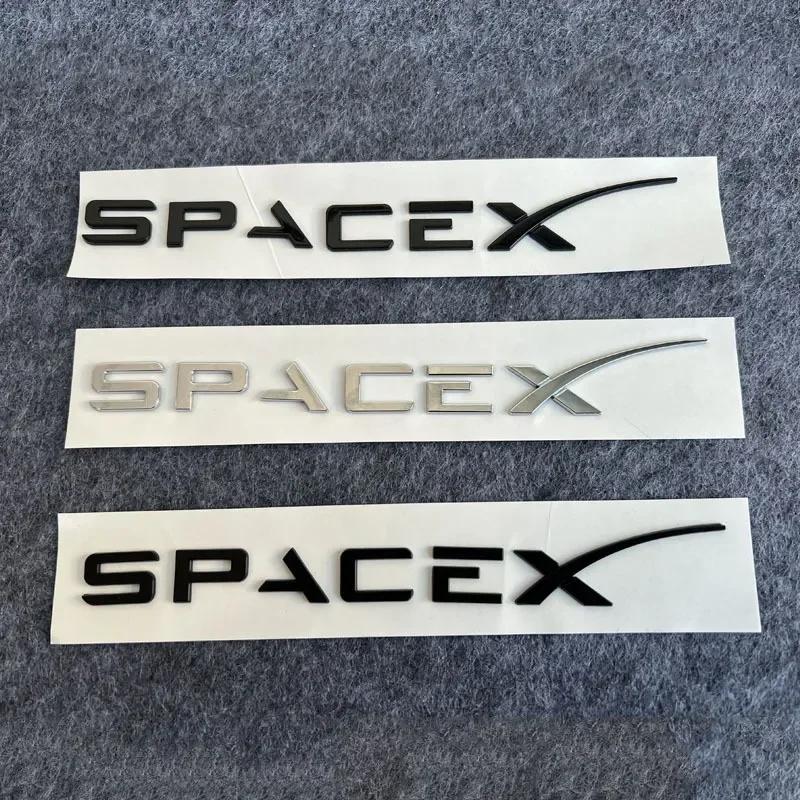 Phbvg5 3D ABS Letters Sticker SPACEX For Tesla Rear Tailgate Trunk Emblem Badge Car Stickers Decal for Model 3/Y/X/S