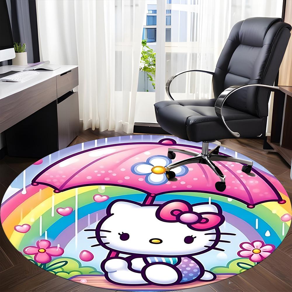 Hello Kitty Rainbow Office Round Area Rug, Under Office Chairs Bedroom Living Room Home Decor a0908131