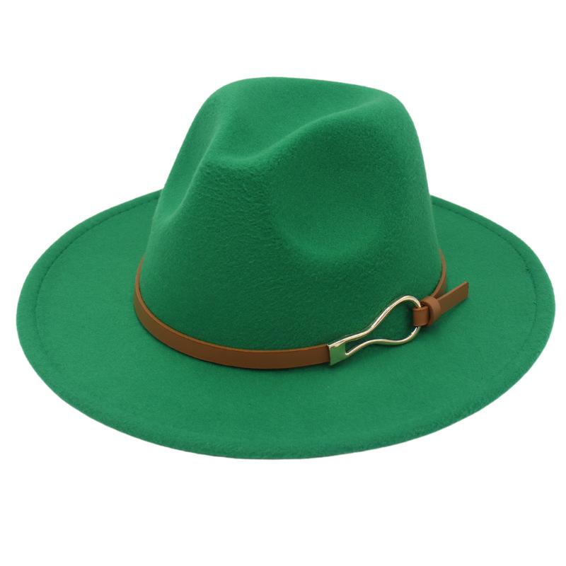 Foreign Trade Elegant Felt Hat Belt Buckle Top Hat Modified Face Jazz Hat British Dance Performance Woolen Hat Literature And Art