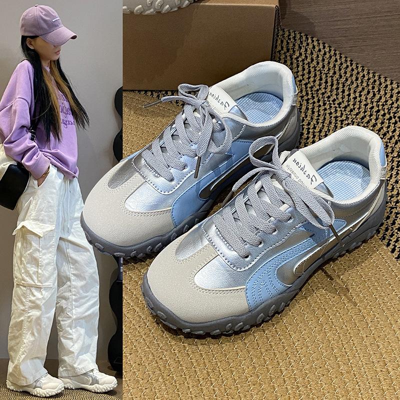 Korean version of versatile comfortable lace-up German training shoes women's 2025 spring and autumn new retro fashion color matching casual sports